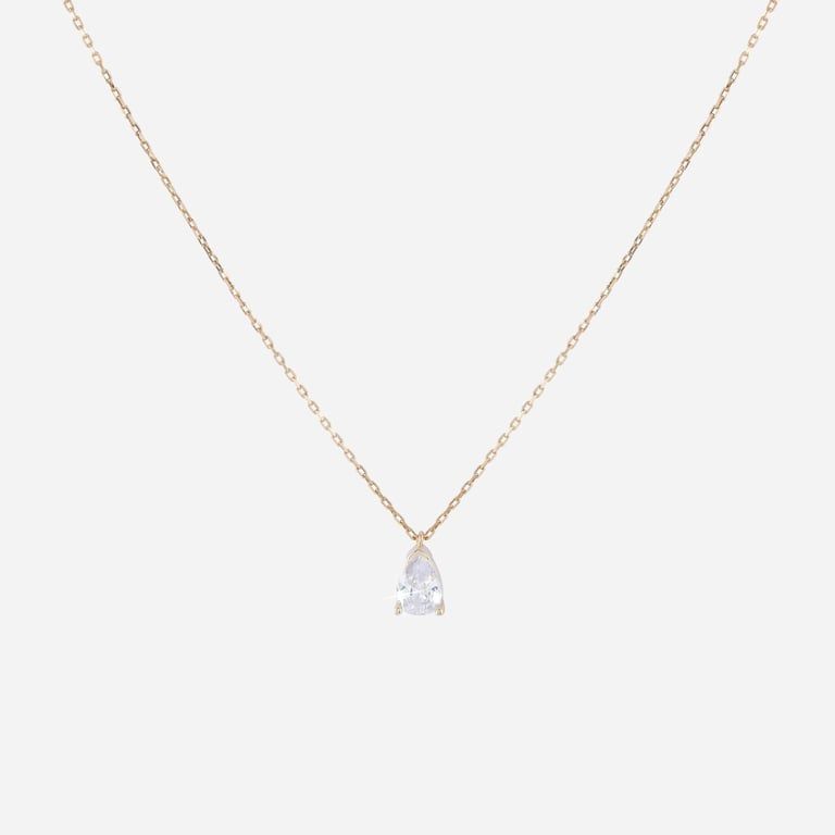 Halsband 18 k guld, droppformad berlock - 45 cm