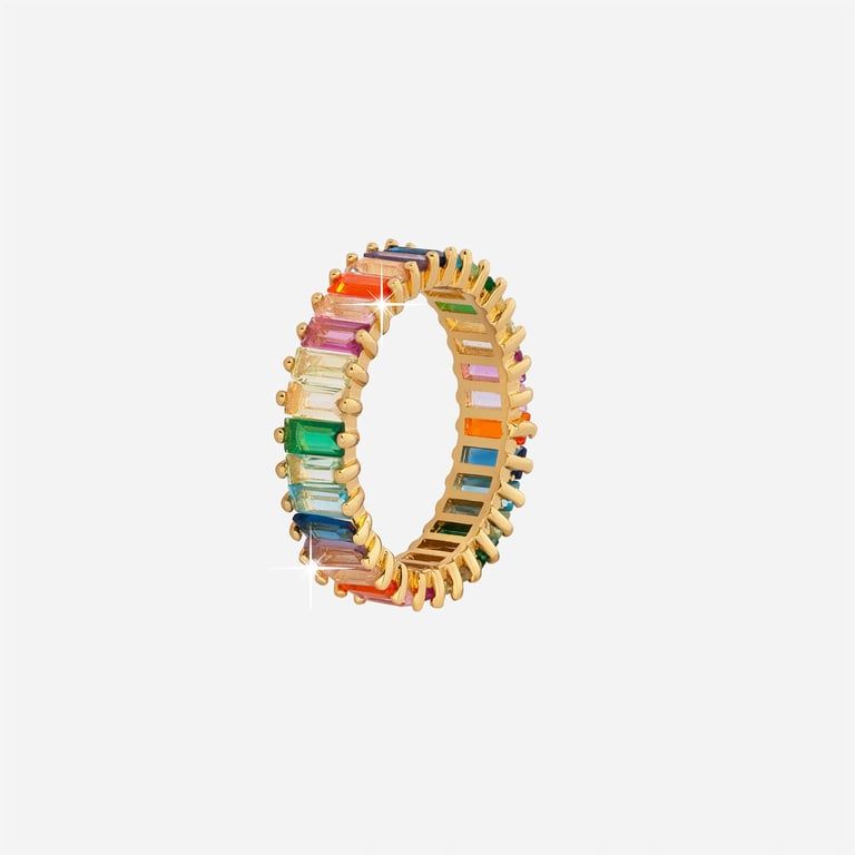 18k Guldpläterad ring med boll & ögla, st. 50