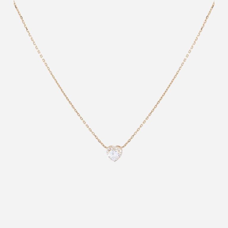 Halsband 18 k guld, hjärtformad berlock - 45 cm