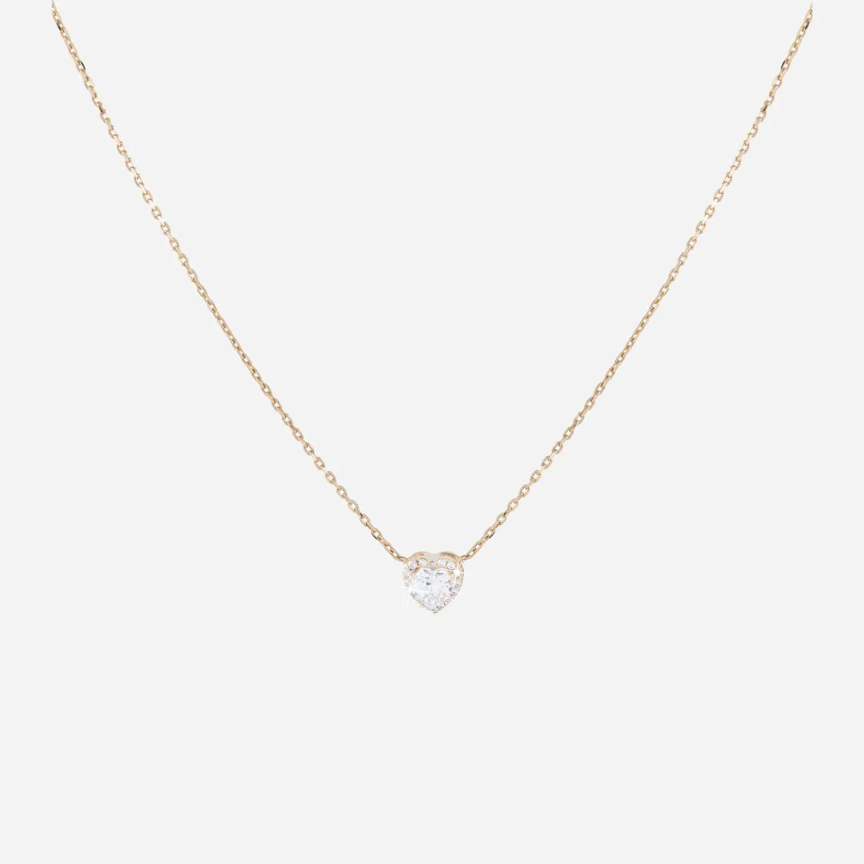 Halsband 18 k guld, hjärtformad berlock - 45 cm