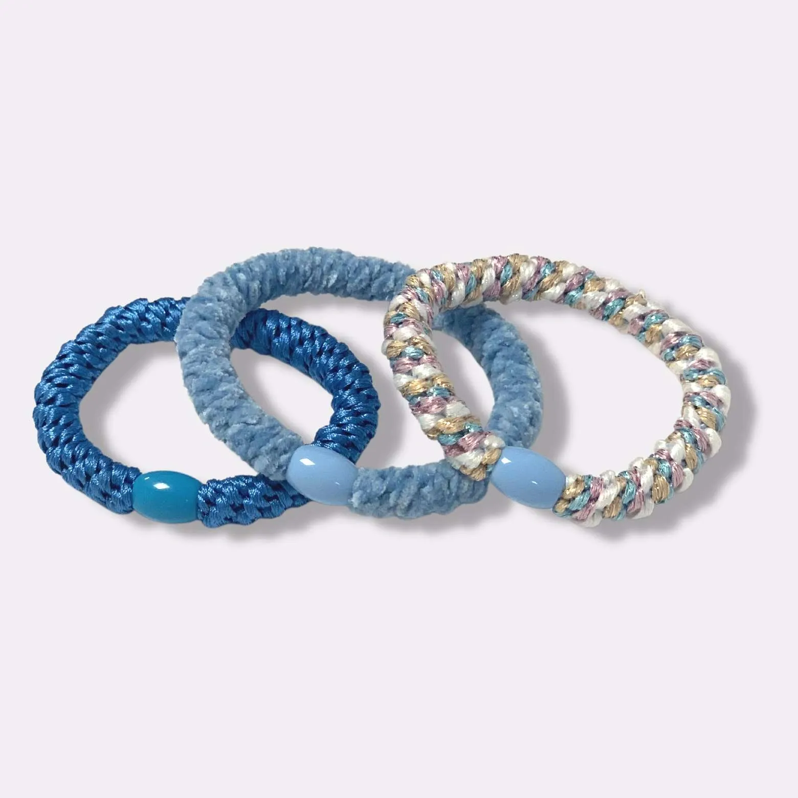 3-pack Flätade Hårsnoddar - Blå 2