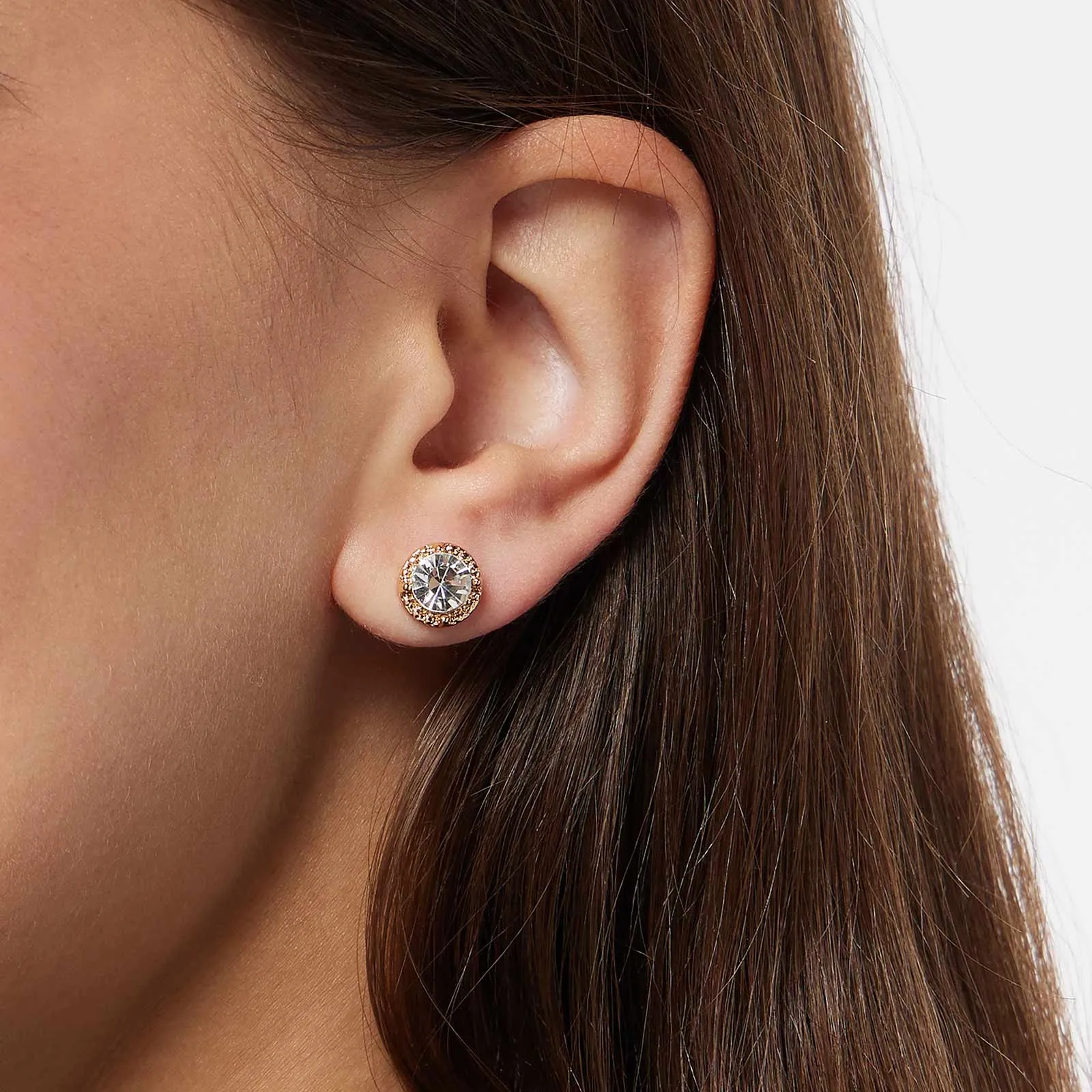 3-pack guldfärgade studs - vita stenar 2