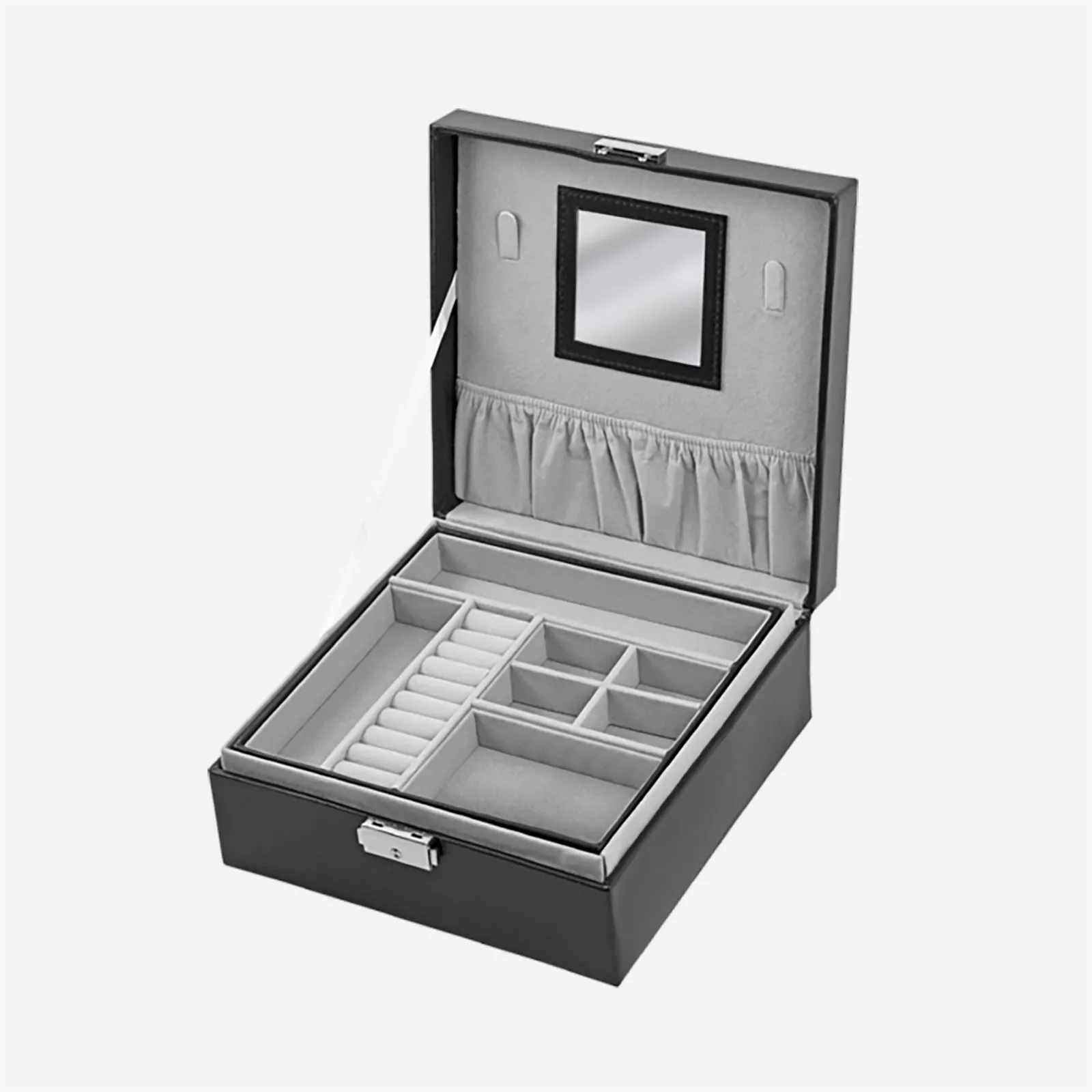 Svart smyckeskrin - kvadratiskt