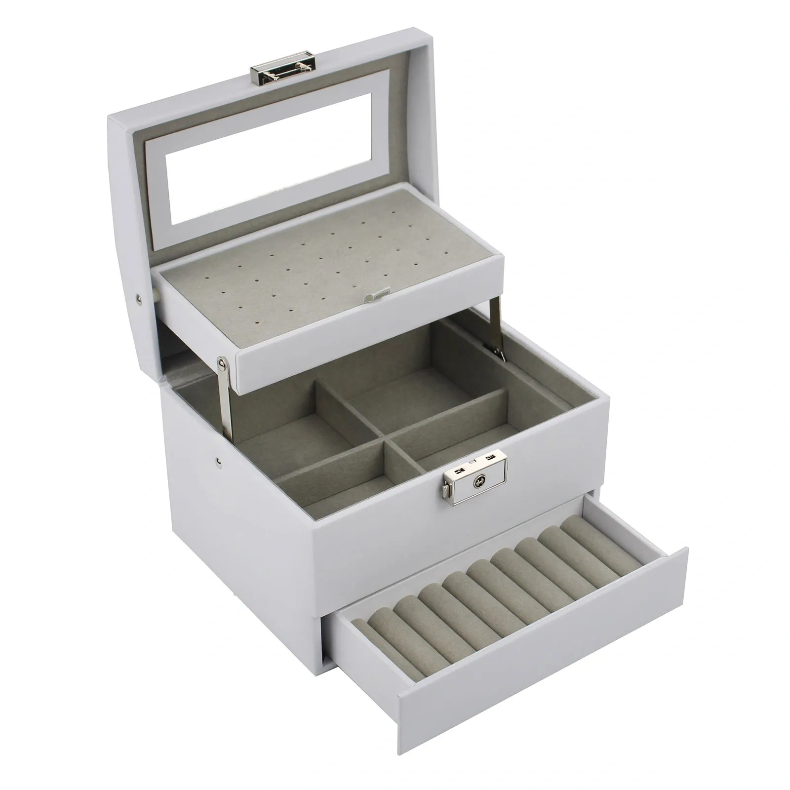 Grått smyckesskrin i 3 våningar - 58200873