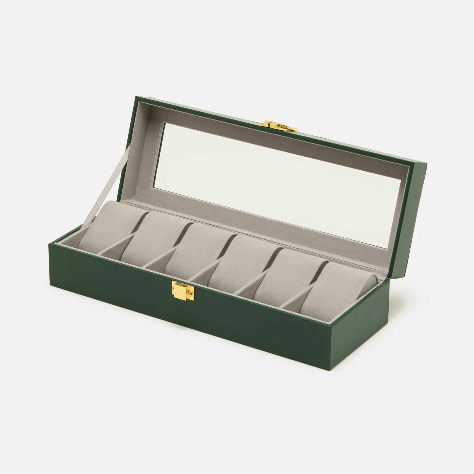 Mörkgrön klocklåda för 6 klockor