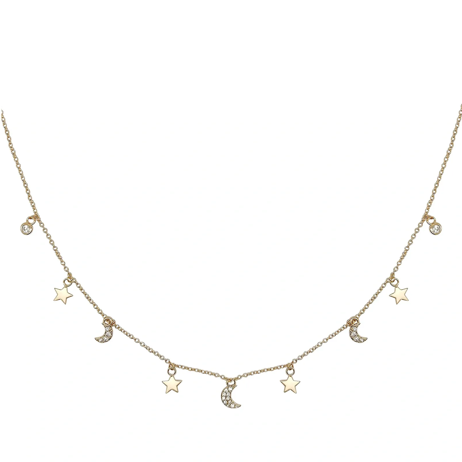 18k guldpläterat halsband - stjärnor och månar