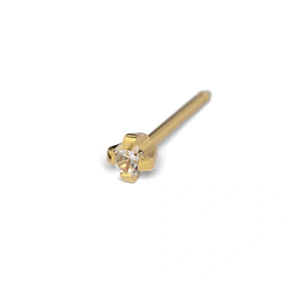 STUDEX - 1st örhänge 18k guld, Kubisk Zirkonia 2mm