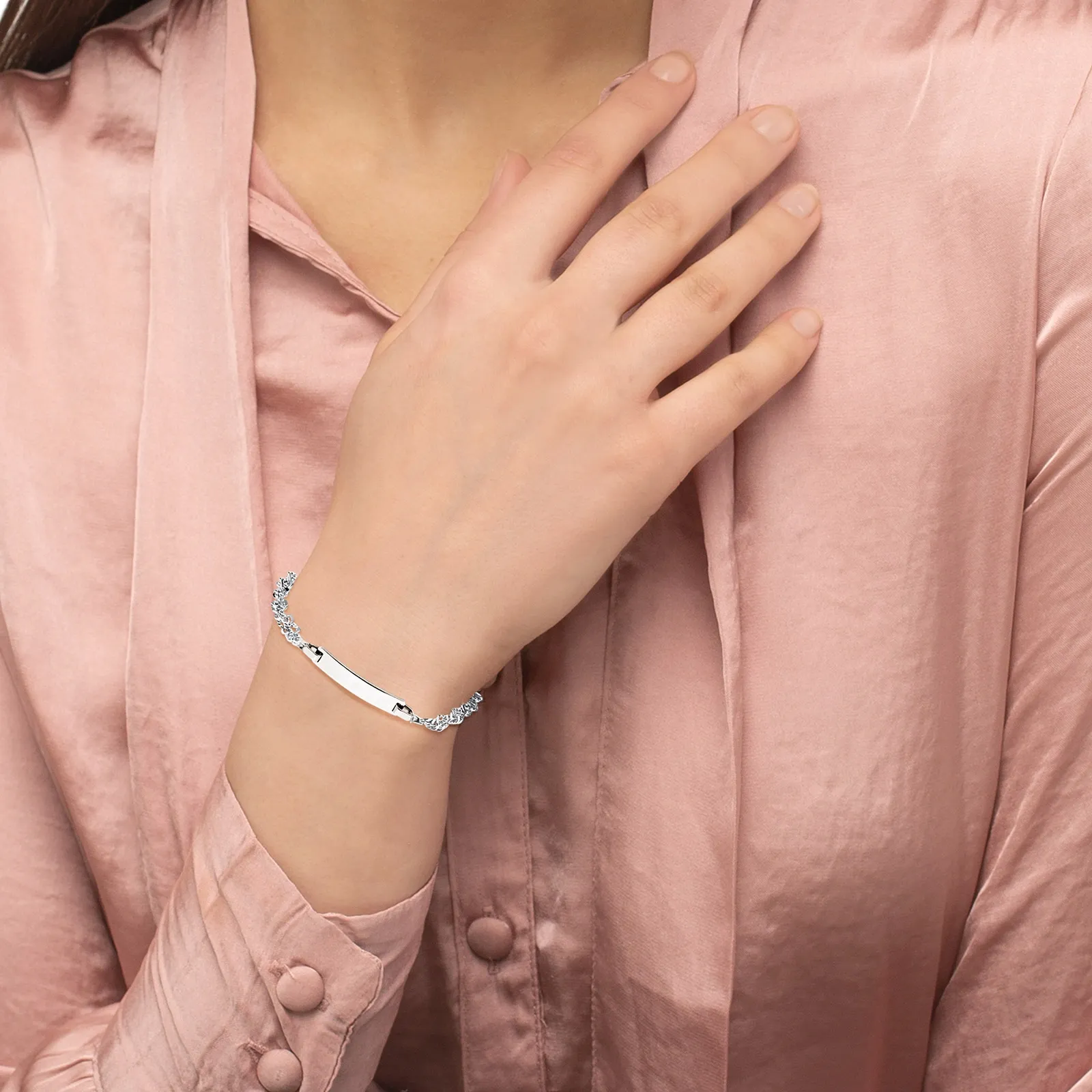 Armband 925 Sterling Silver - Singaporelänk & ID-bricka 2