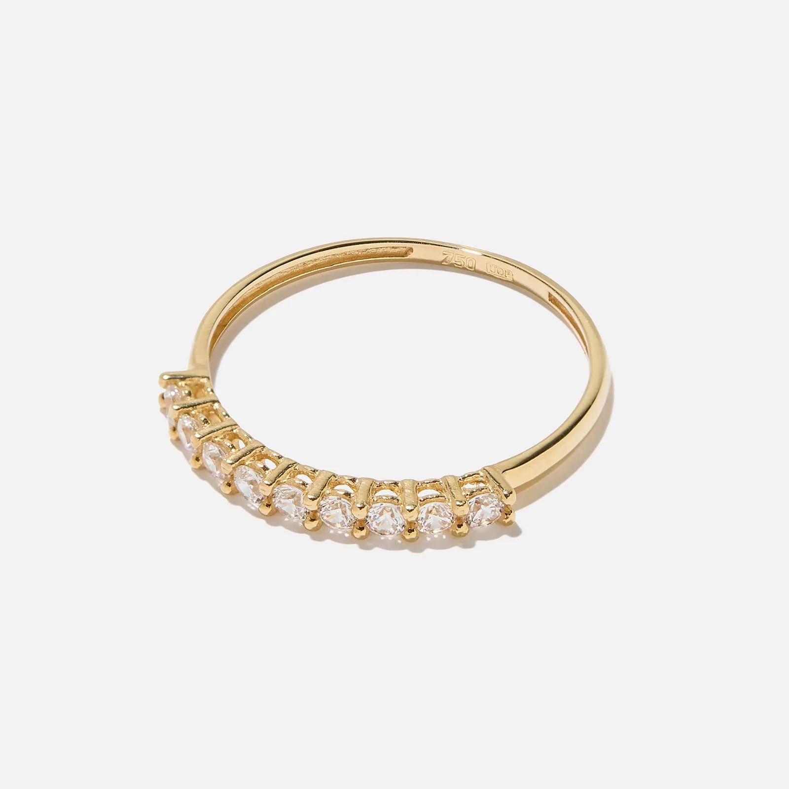 18k guldring halvallians - 9 Kubisk Zirkonia st. 15 1