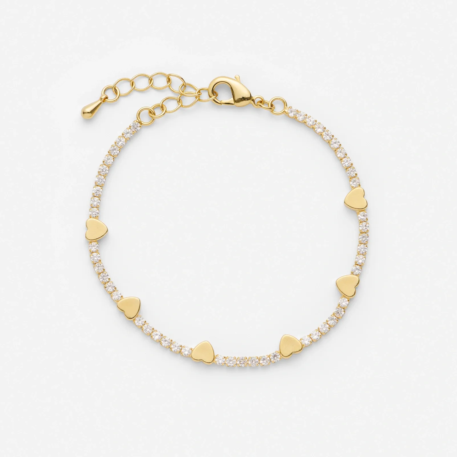 18k guldpläterat tennisarmband med hjärtan 1