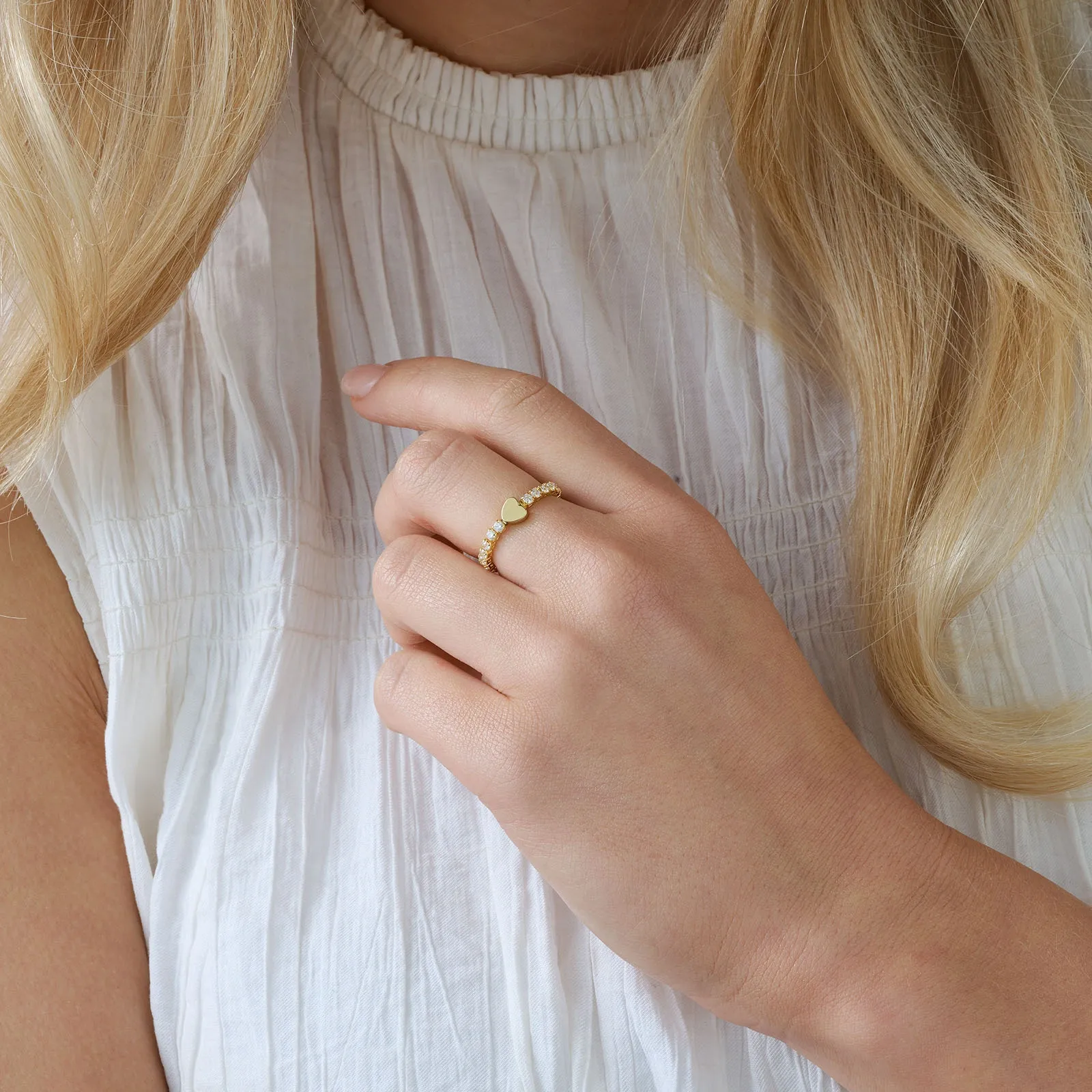 18k guldpläterat ring - hjärta, onesize 2